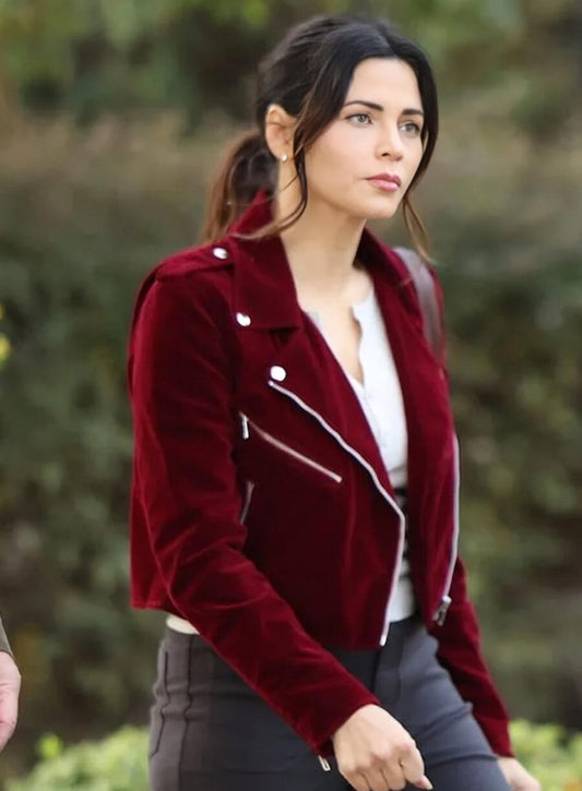 Harpoon Bailey Nune Inspired Maroon Leather Jacket - The Rookie S06 Style