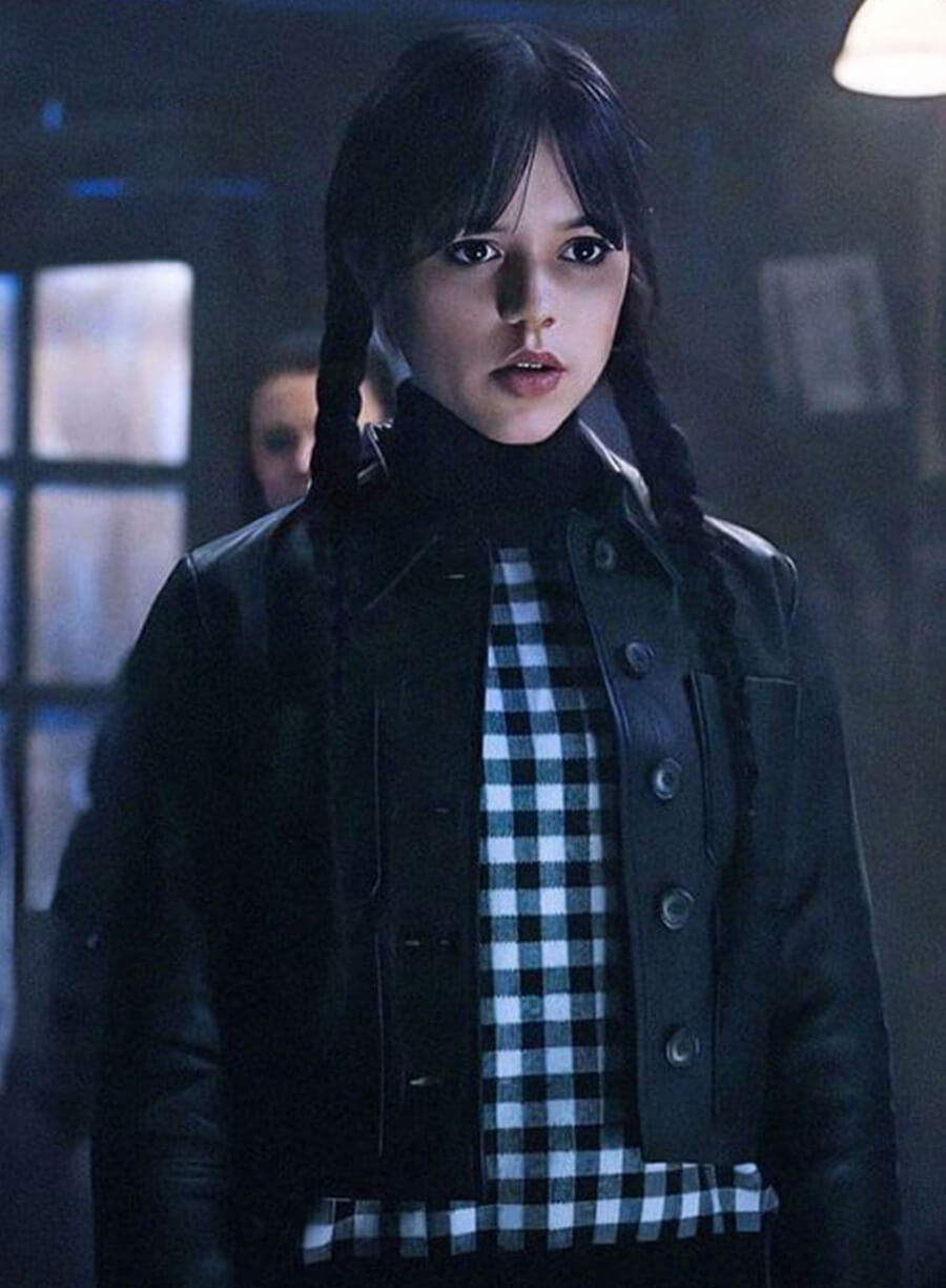 Harpoon Wednesday Adams Inspired Black Real Leather Leather Jacket