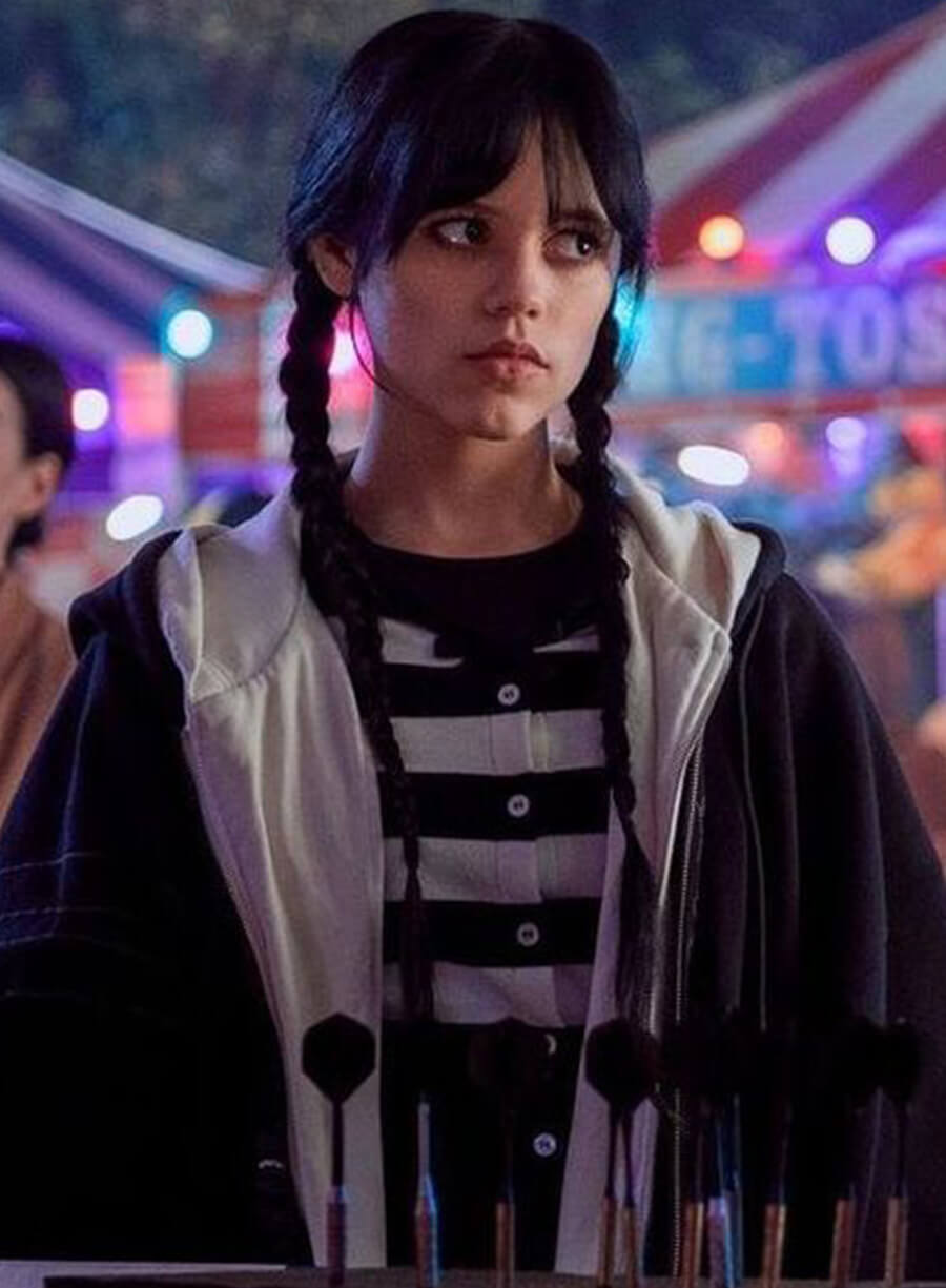 Harpoon Wednesday Adams Inspired Black Fleece Fabric Hooded Jacket