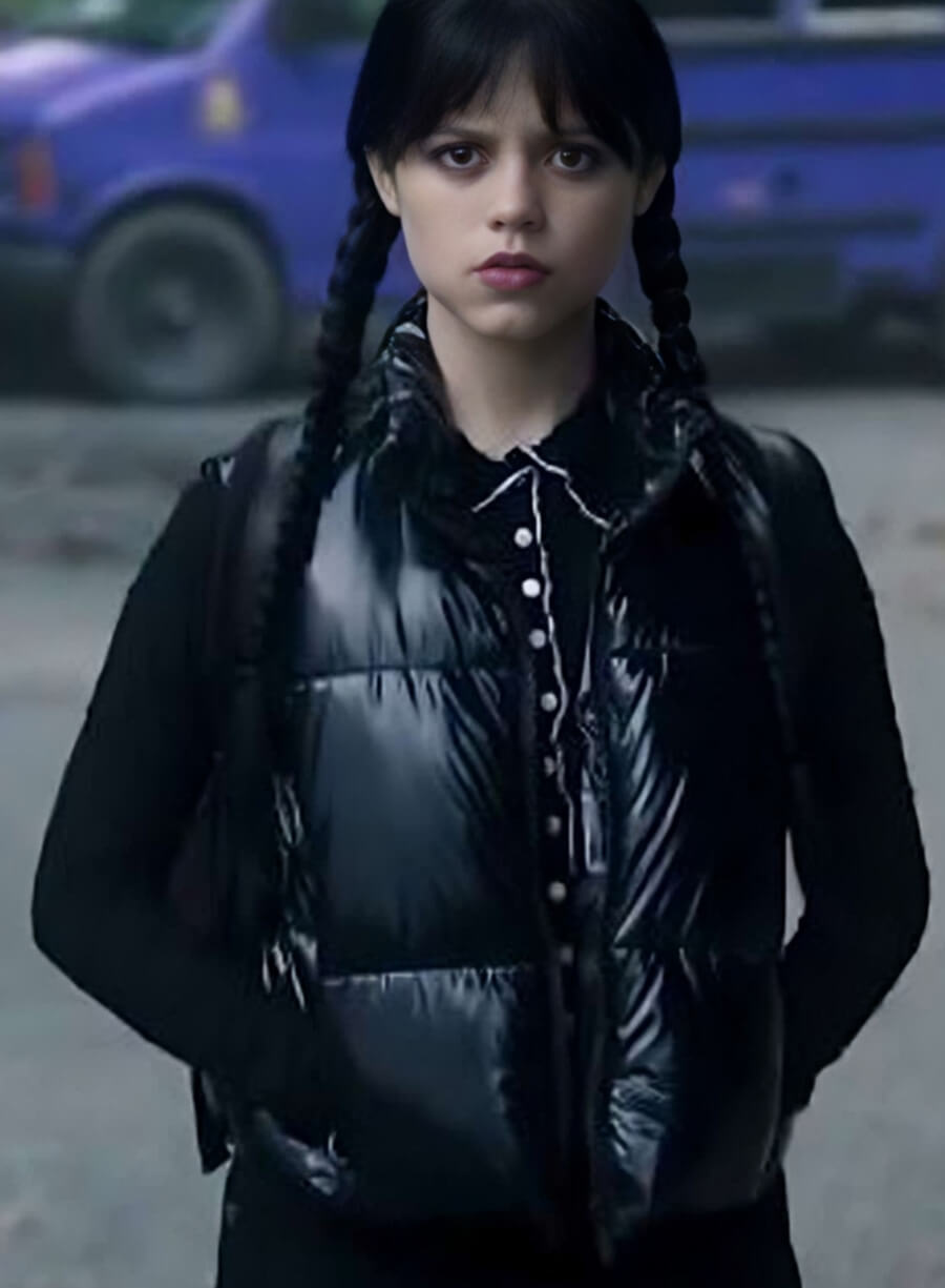 Harpoon Wednesday Addams Inspired Black Leather Jacket - Wednesday S02 Style