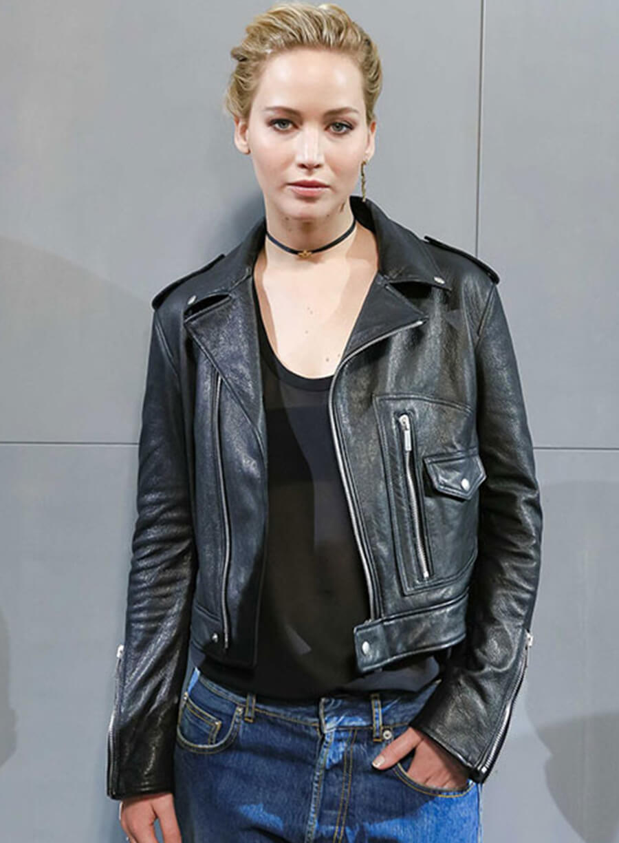 Harpoon Jennifer Lawrence Inspired Black Leather Jacket