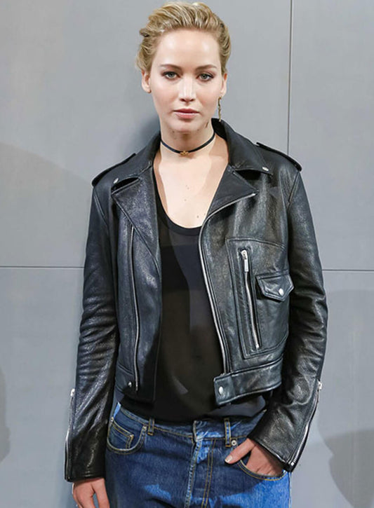 Harpoon Jennifer Lawrence Inspired Black Leather Jacket