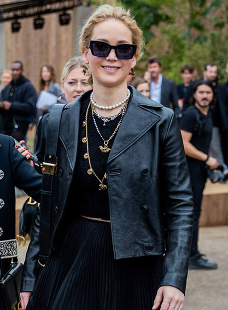 Harpoon Jennifer Lawrence Inspired Black Leather Jacket