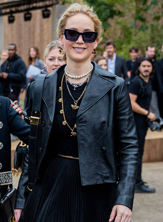 Harpoon Jennifer Lawrence Inspired Black Leather Jacket