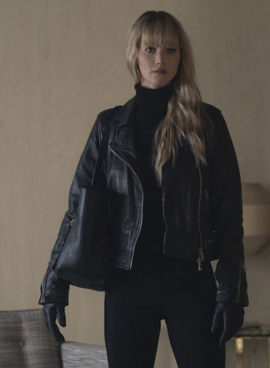 Harpoon Jennifer Lawrence Inspired Black Real Leather Leather Jacket - Red Sparrow Style