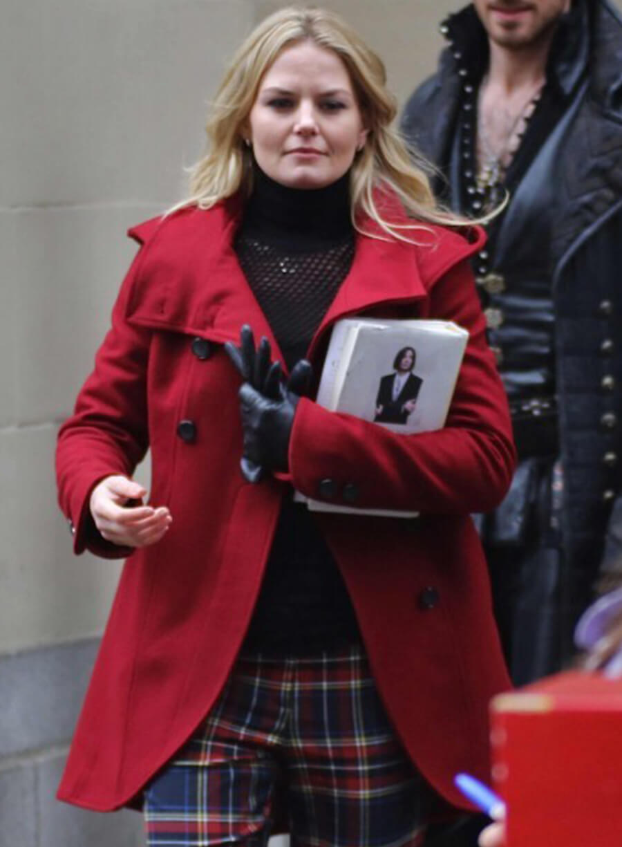 Harpoon Emma Swan Inspired Red Wool Fabric Coat - Once Upon a Time Style