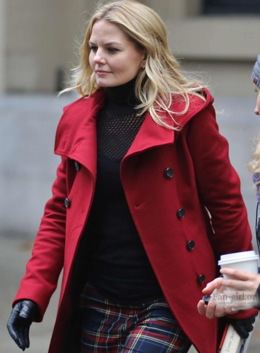 Harpoon Emma Swan Inspired Red Wool Fabric Coat - Once Upon a Time Style