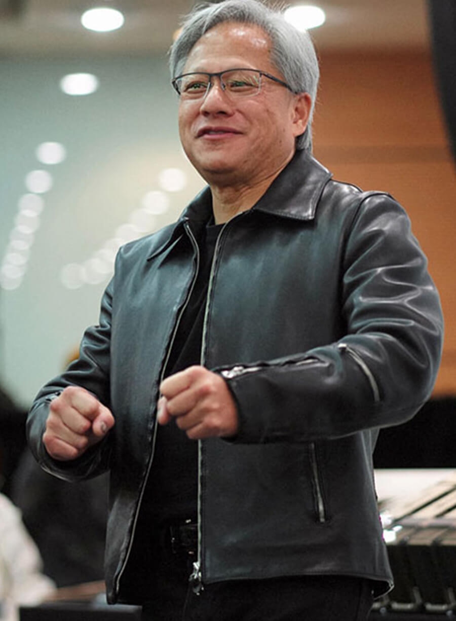 Harpoon Jensen Huang Inspired Black Leather Jacket