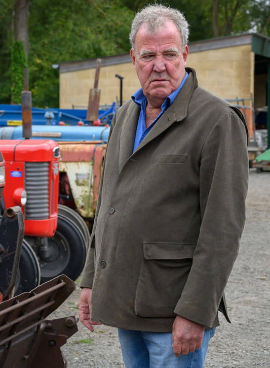 Harpoon Jeremy Clarkson Inspired Grey Suede Leather Leather Jacket - Clarkson's Farm Tv Series Style