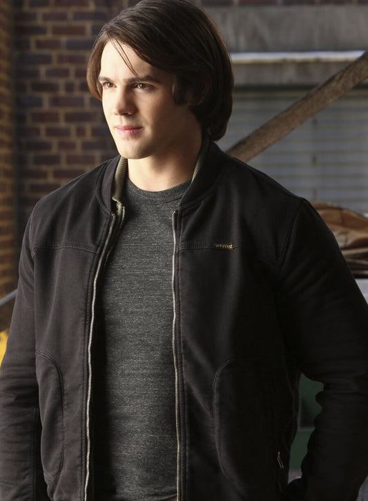 Harpoon Jeremy Gilbert Inspired Black Bomber Jacket - The Vampire Diaries S06 Style