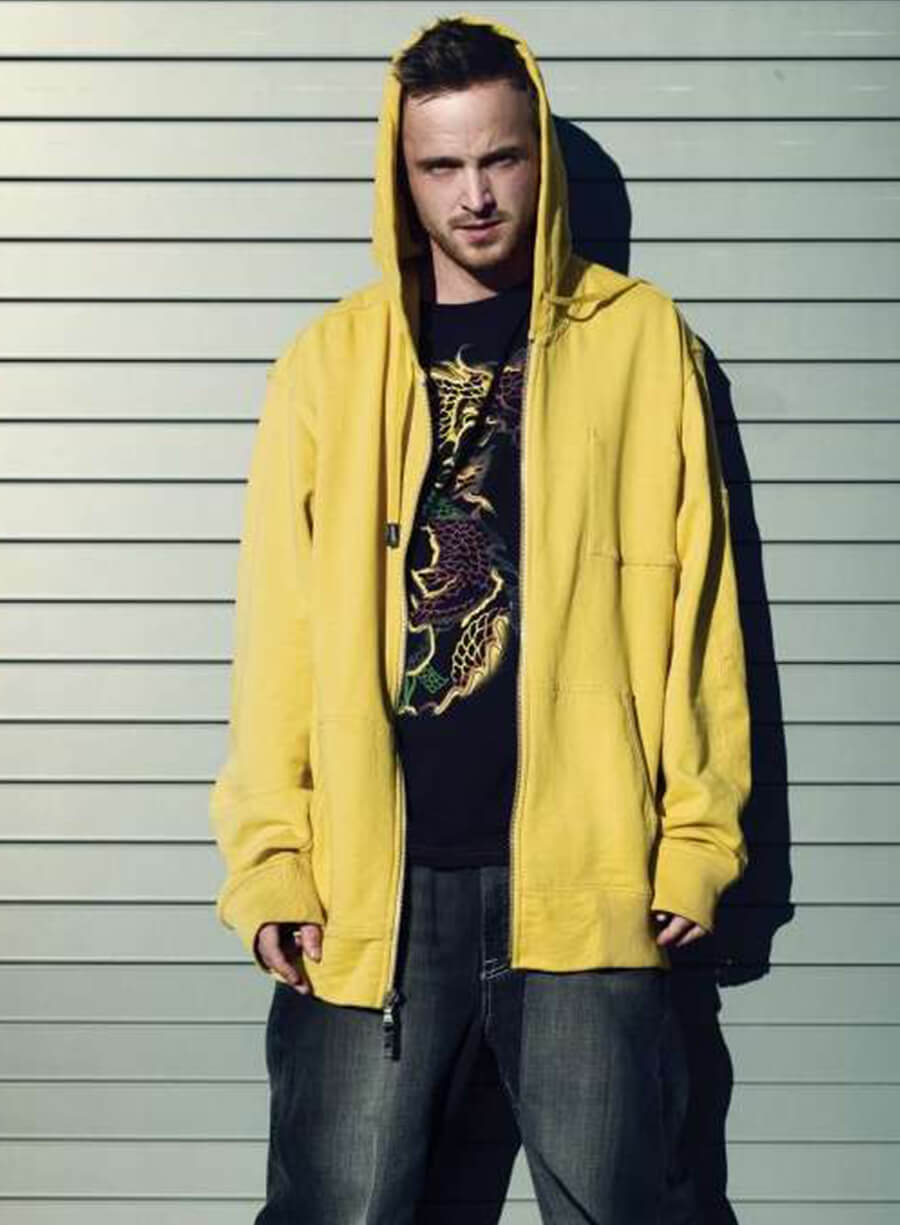 Harpoon Jesse Pinkman Inspired Yellow Fleece Fabric Hooded Jacket - Breaking Bad Style