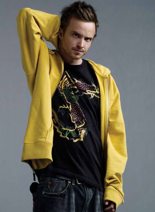Harpoon Jesse Pinkman Inspired Yellow Fleece Fabric Hooded Jacket - Breaking Bad Style