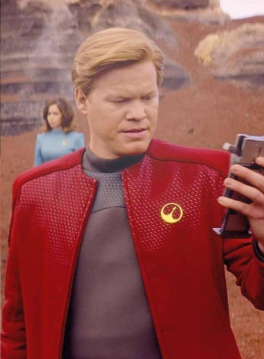Harpoon Jesse Plemons Mirror Inspired Red High Quality Fabric Leather Jacket