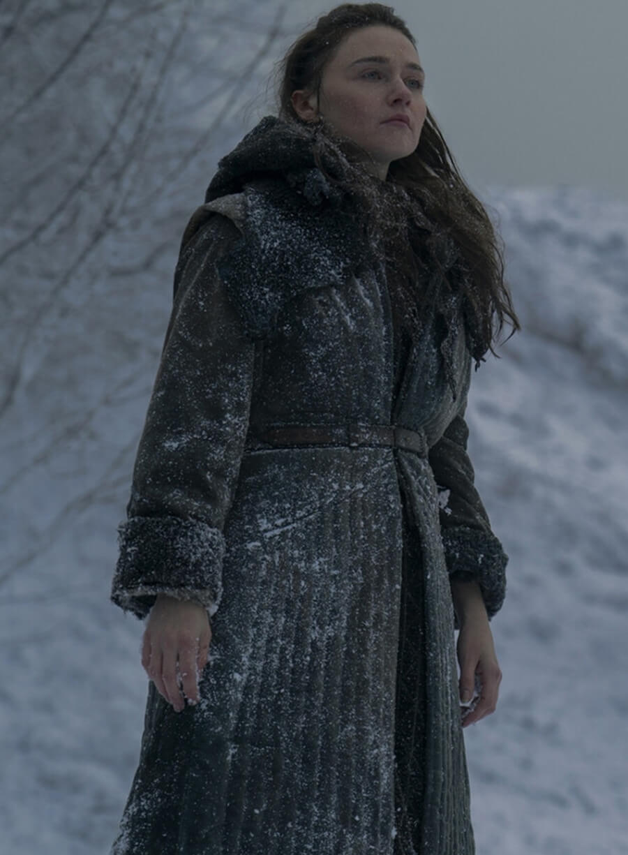Harpoon Young Valya Inspired Brown Suede Leather Coat - Dune: Prophecy 2024 Style