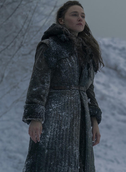 Harpoon Young Valya Inspired Brown Suede Leather Coat - Dune: Prophecy 2024 Style