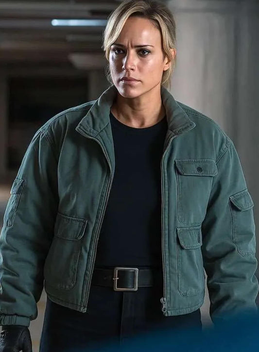 Harpoon Sonya Blade Inspired Green Leather Jacket - Mortal Kombat II Style