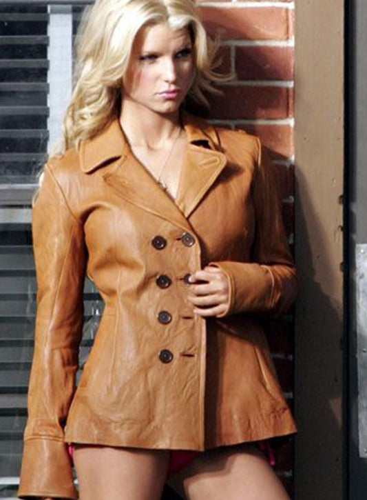 Harpoon Jessica Simpson Inspired Brown Real Leather Leather Jacket
