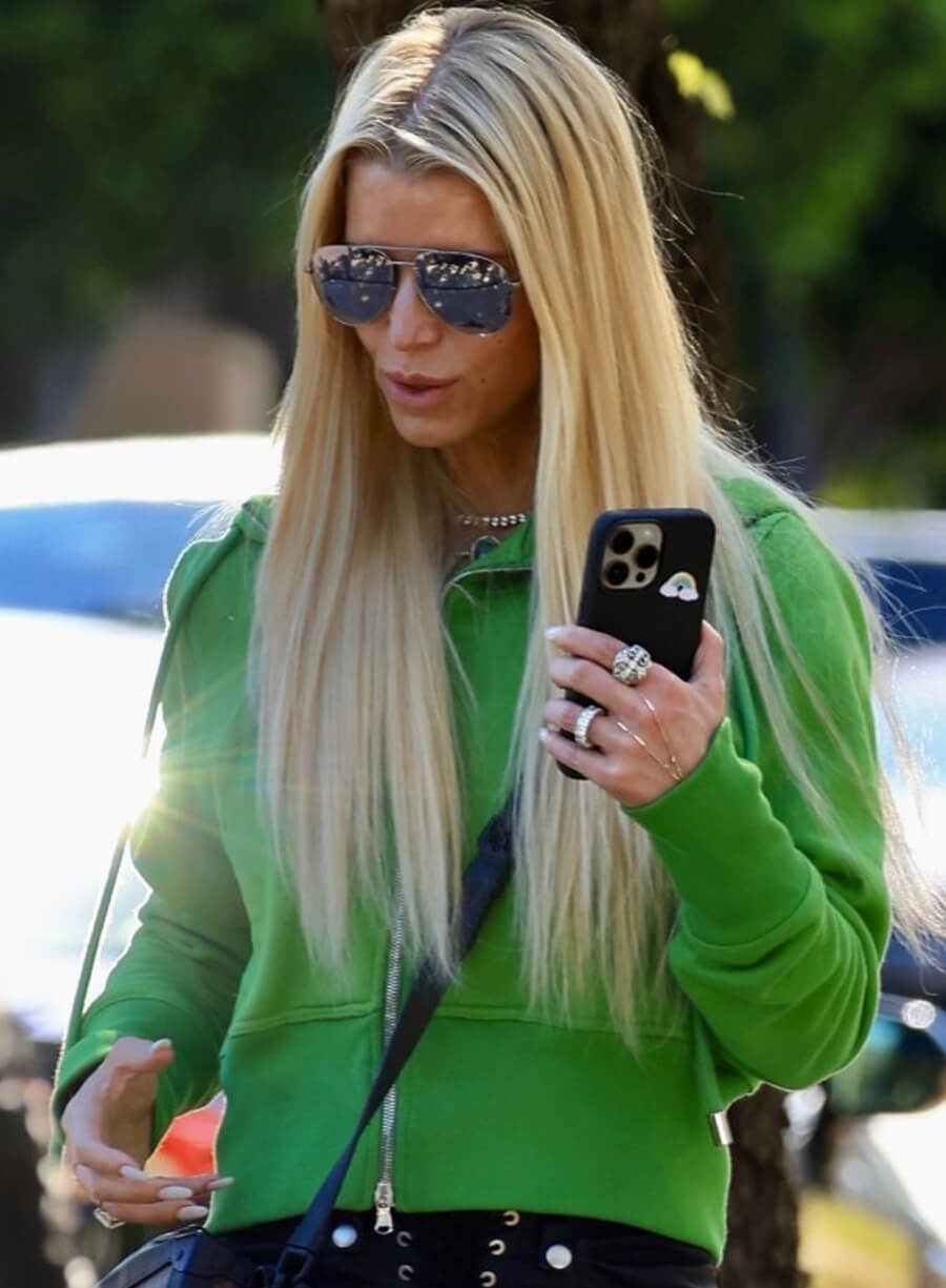 Harpoon Jessica Simpson Inspired Green Fleece Fabric Leather Jacket