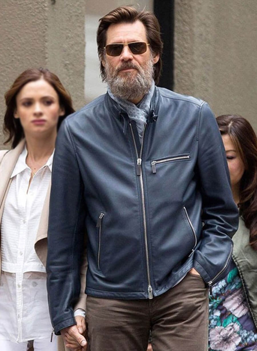 Harpoon Jim Carrey Inspired Blue Real Leather Leather Jacket