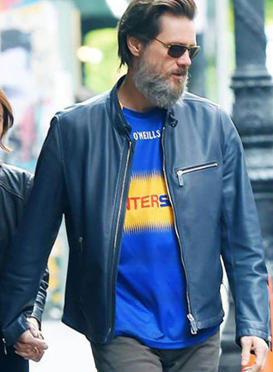 Harpoon Jim Carrey Inspired Blue Real Leather Leather Jacket