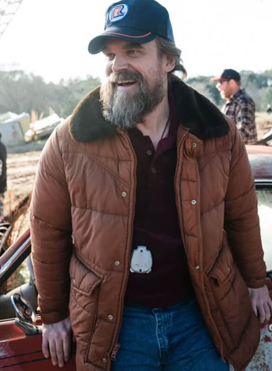 Harpoon Jim Hopper Inspired Brown Leather Jacket - Stranger Things Style