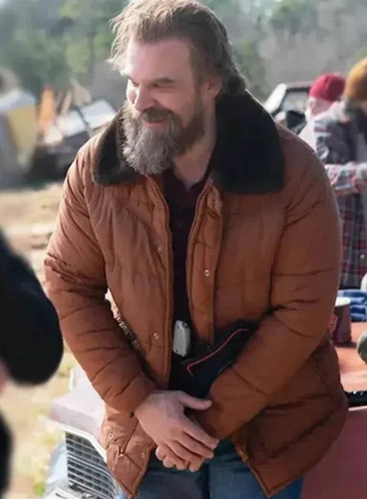Harpoon Jim Hopper Inspired Brown Leather Jacket - Stranger Things Style