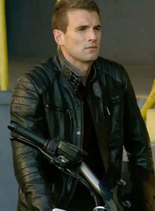 Harpoon Jim Street Inspired Black Leather Jacket - S.W.A.T. Tv Series Style