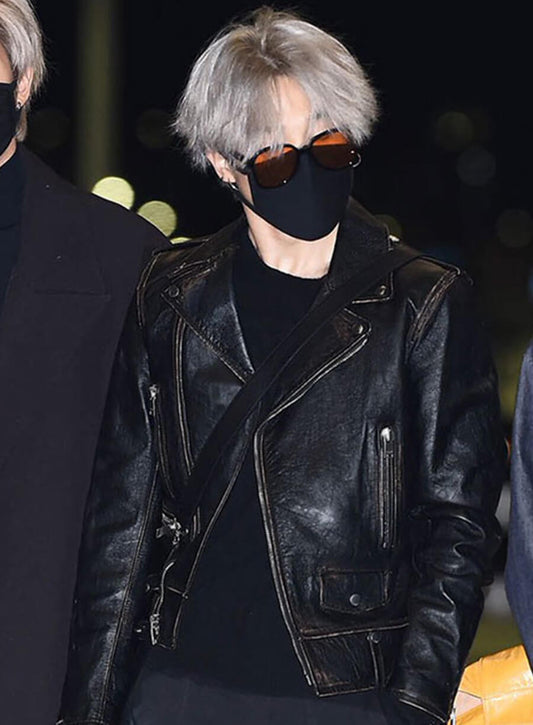 Harpoon Jimin Inspired Black Biker Jacket