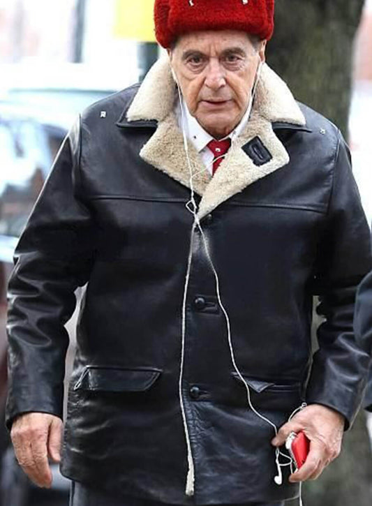 Harpoon Jimmy Hoffa Inspired Black Leather Jacket - The Irishman Style