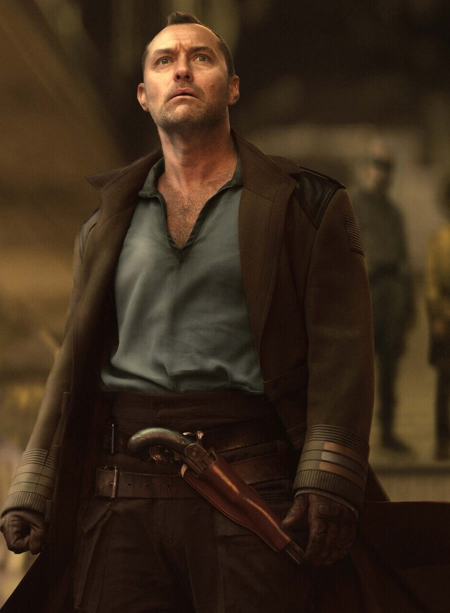 Harpoon Jod Na Nawood Inspired Brown Wool Fabric Coat - Star Wars: Skeleton Crew Style