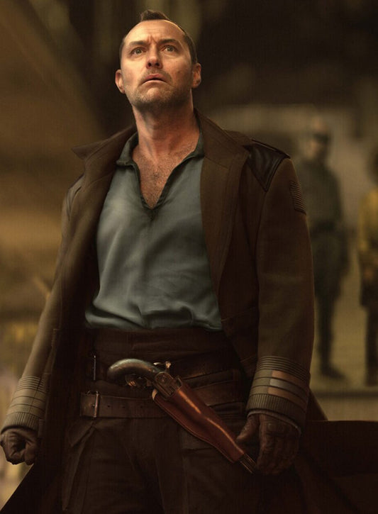 Harpoon Jod Na Nawood Inspired Brown Wool Fabric Coat - Star Wars: Skeleton Crew Style