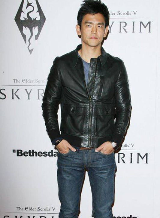 Harpoon John Cho Inspired Black Real Leather Leather Jacket