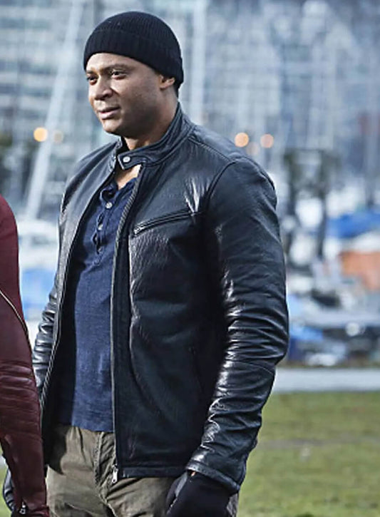 Harpoon John Diggle Inspired Black Leather Jacket - The Flash Style