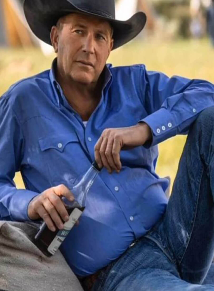 John Dutton Yellowstone Blue Cotton Shirt