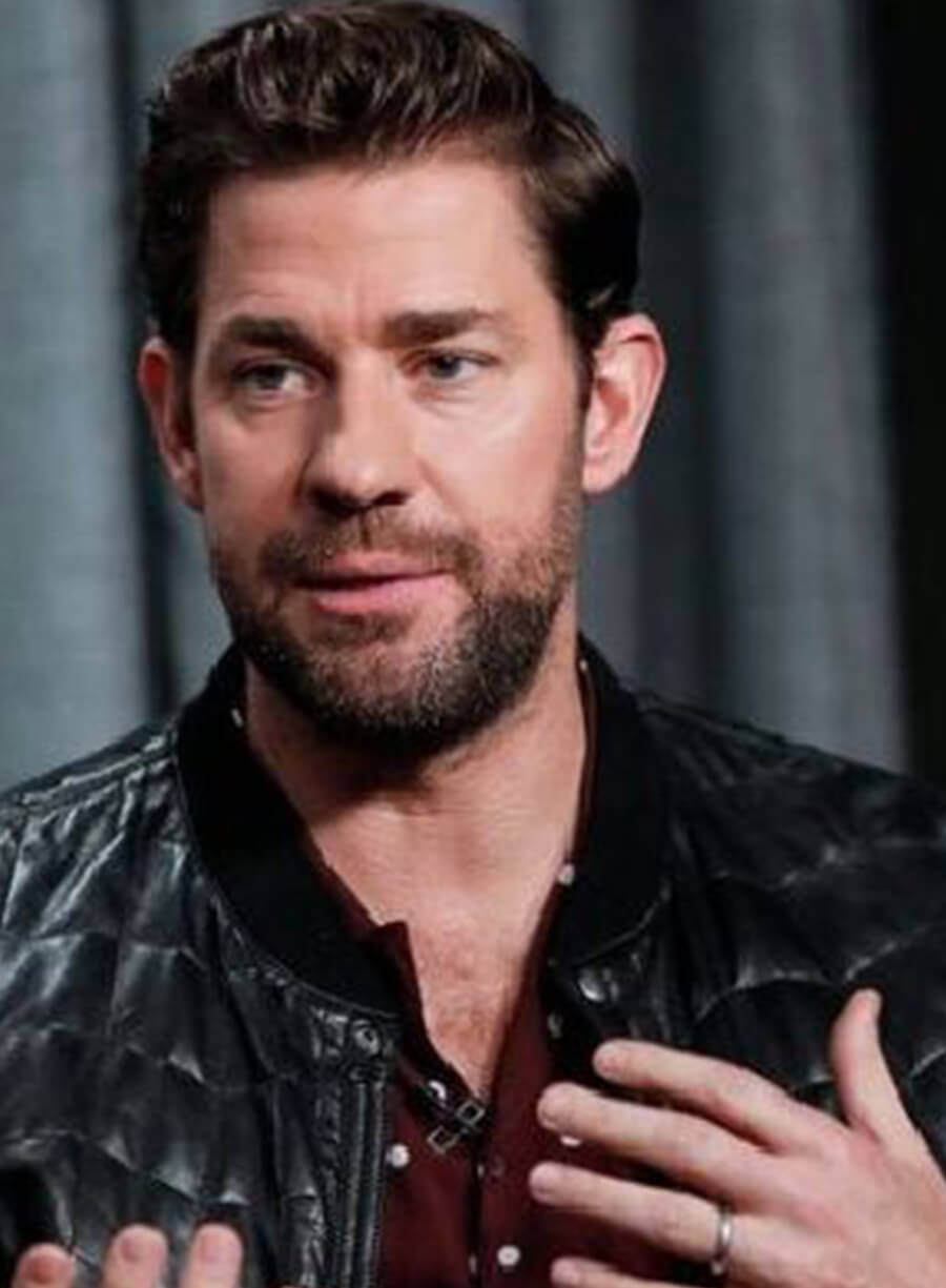 Harpoon John Krasinsk Puffer Inspired Black Parachute Fabric Leather Jacket - John Krasinski Style