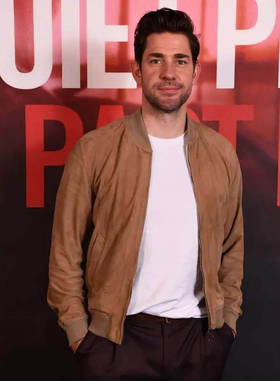 Harpoon John Krasinski Inspired Brown Suede Leather Leather Jacket - A Quiet Place Style