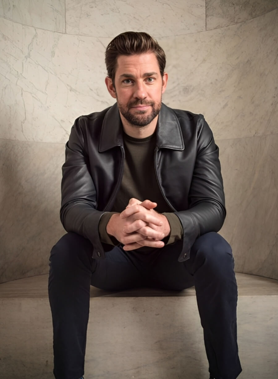 Harpoon John Krasinski Inspired Black Real Leather Leather Jacket