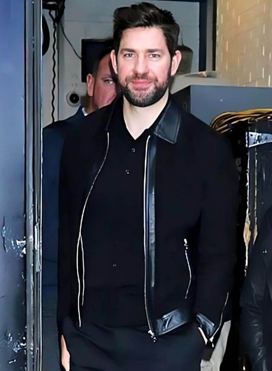 Harpoon John Krasinski Inspired Black Real Leather Leather Jacket