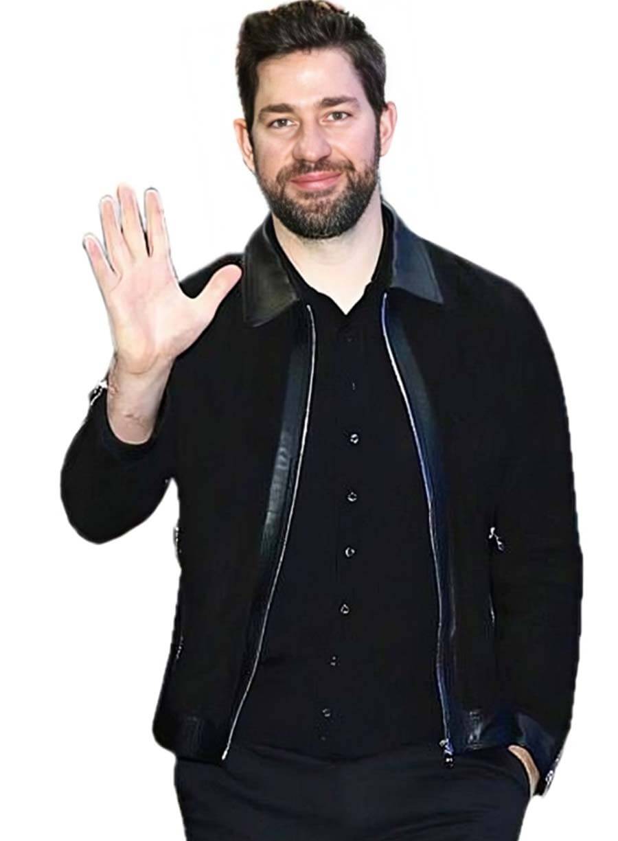 Harpoon John Krasinski Inspired Black Real Leather Leather Jacket