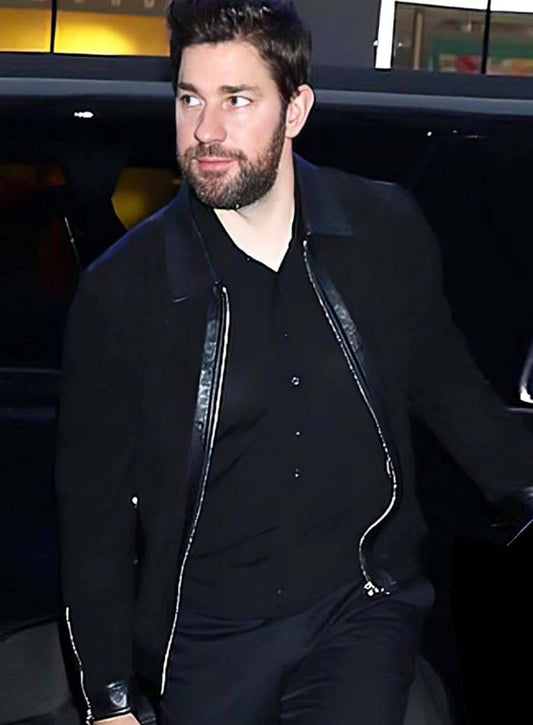 Harpoon John Krasinski Inspired Black Real Leather Leather Jacket