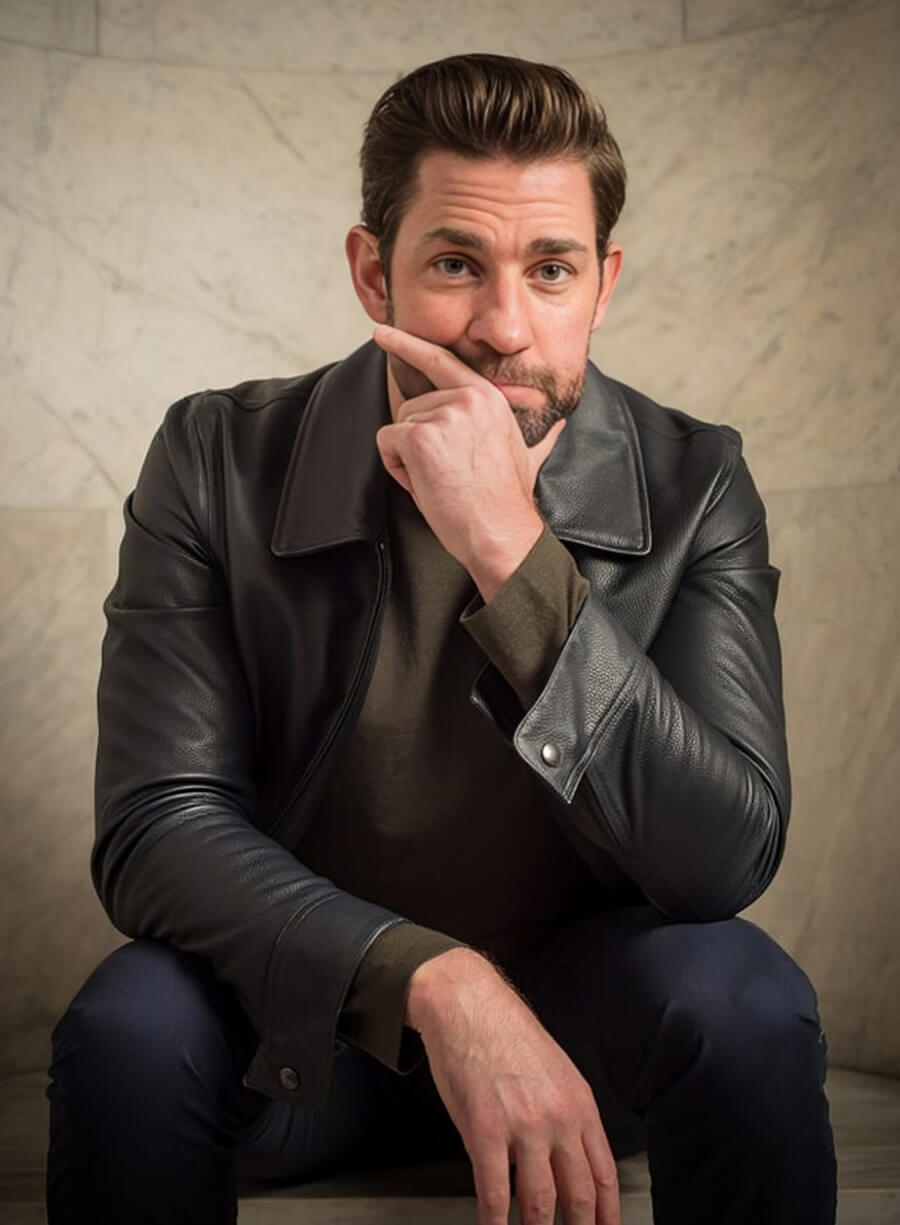 Harpoon John Krasinski Inspired Black Real Leather Leather Jacket