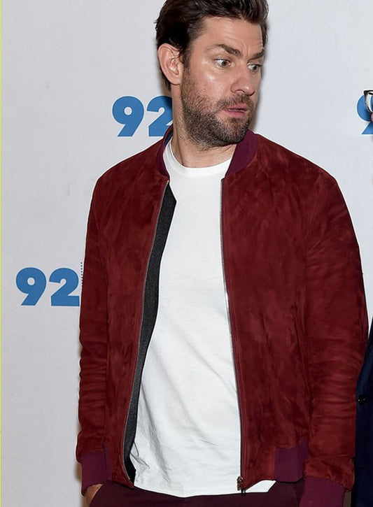 Harpoon John Krasinski Maroon Inspired Maroon Suede Leather Leather Jacket