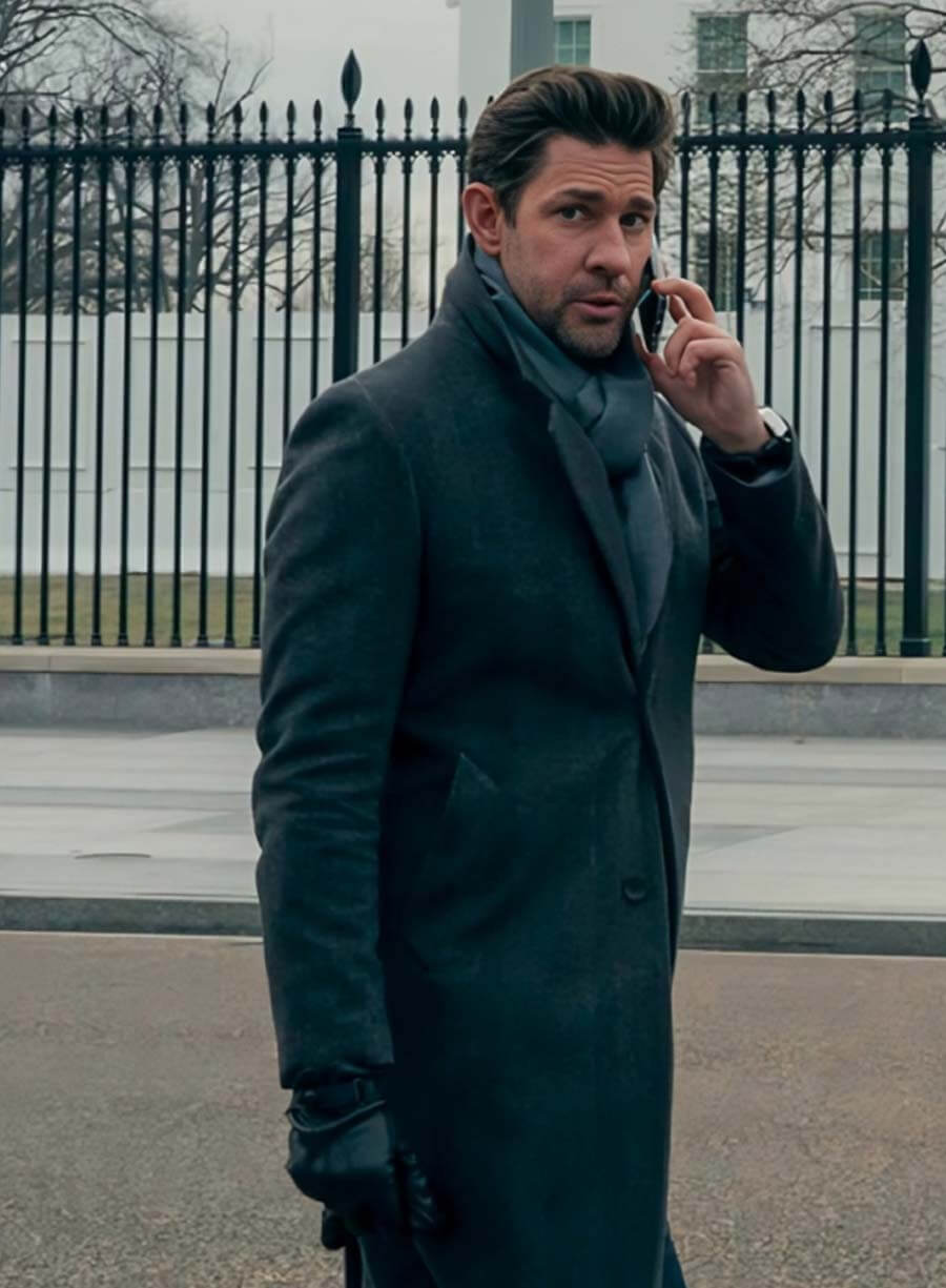 Harpoon John Krasinski Inspired Grey Wool Fabric Coat - Tom Clancy's Jack Ryan Style