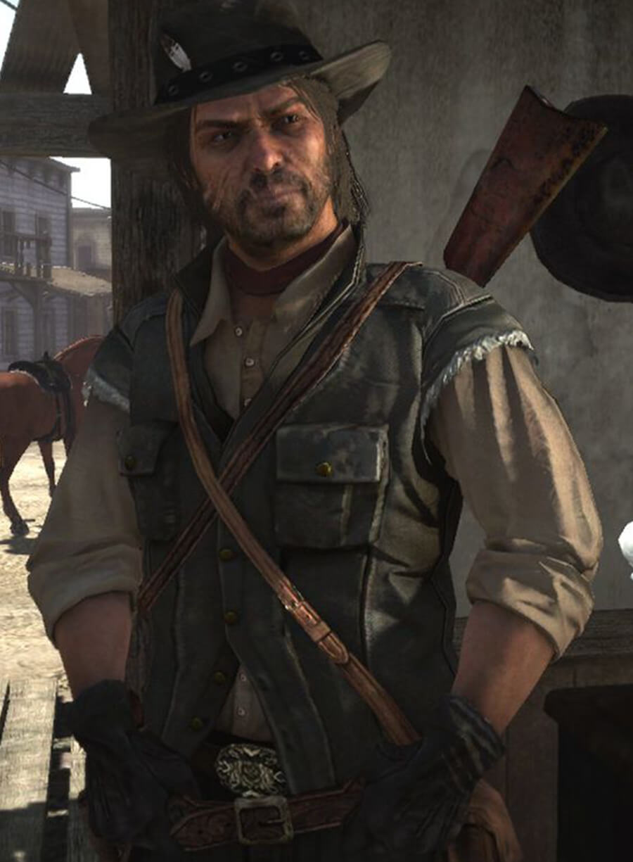 Harpoon John Marston Inspired Black Leather Jacket - Red Dead Redemption 1 Style