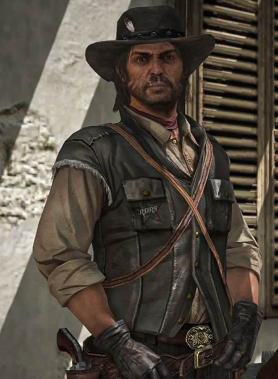 Harpoon John Marston Inspired Black Leather Jacket - Red Dead Redemption 1 Style