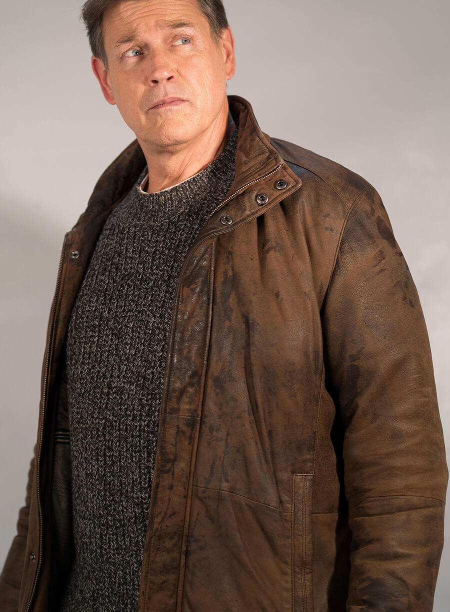 Harpoon John Parker Inspired Brown Leather Jacket - Helloween 2025 Style