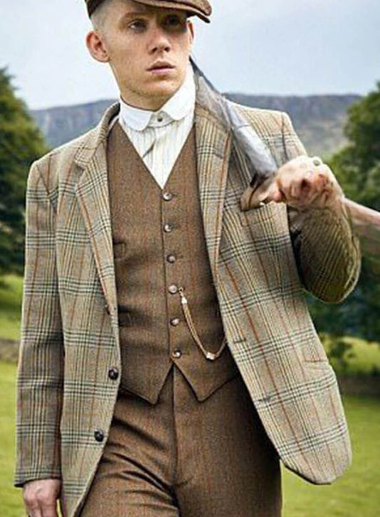 Harpoon John Shelby Inspired Beige Wool Jacket - Peaky Blinders Style