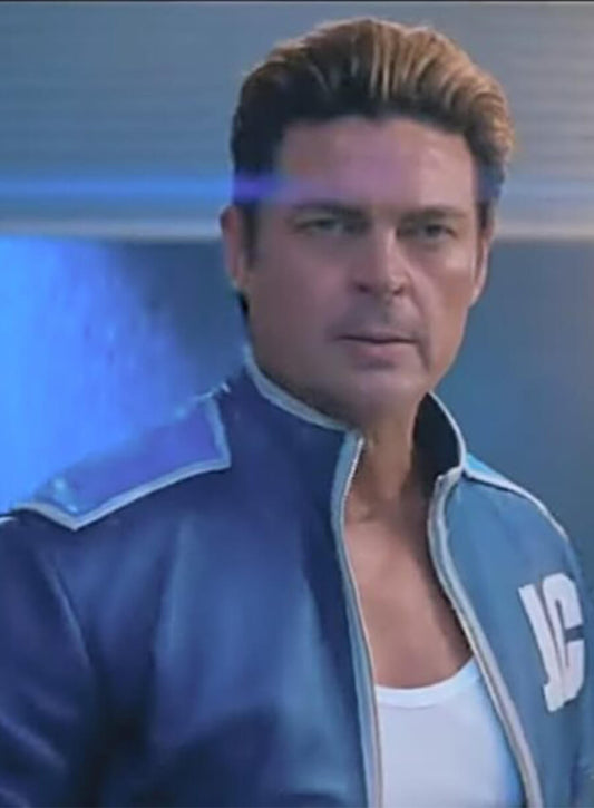 Harpoon Johnny Cage Inspired Blue Leather Jacket - Mortal Kombat II Style