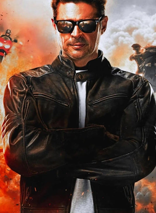 Harpoon Johnny Cage Inspired Brown Leather Jacket - Mortal Kombat II Style