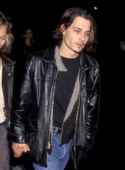 Harpoon Johnny Depp Inspired Black Real Leather Leather Jacket